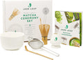 Jade Leaf Matcha - Kit de démarrage traditionnel - Coffret cadeau Matcha japonais comprenant : fouet en bambou (Chasen), cuillère (Chashaku), tamis en acier inoxydable, manuel entièrement imprimé