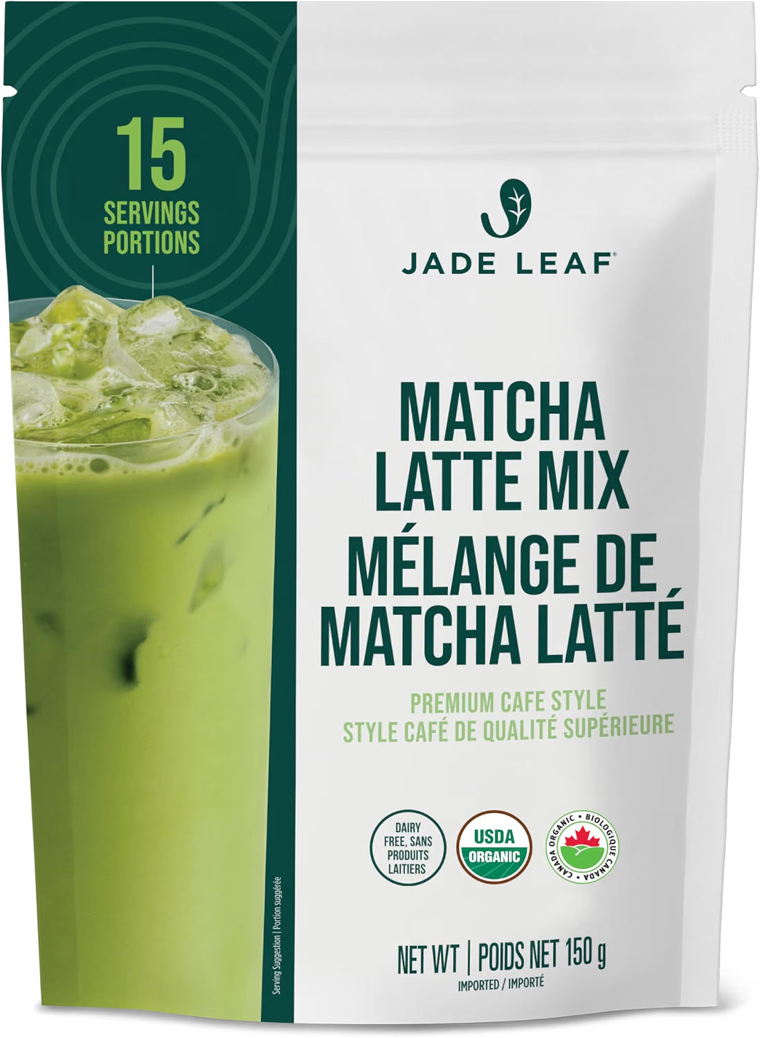Jade Leaf Matcha Mélange matcha latte bio – Mélange sucré de style café de qualité supérieure avec poudre de thé vert d'origine japonaise authentique (sachet de 150 g)