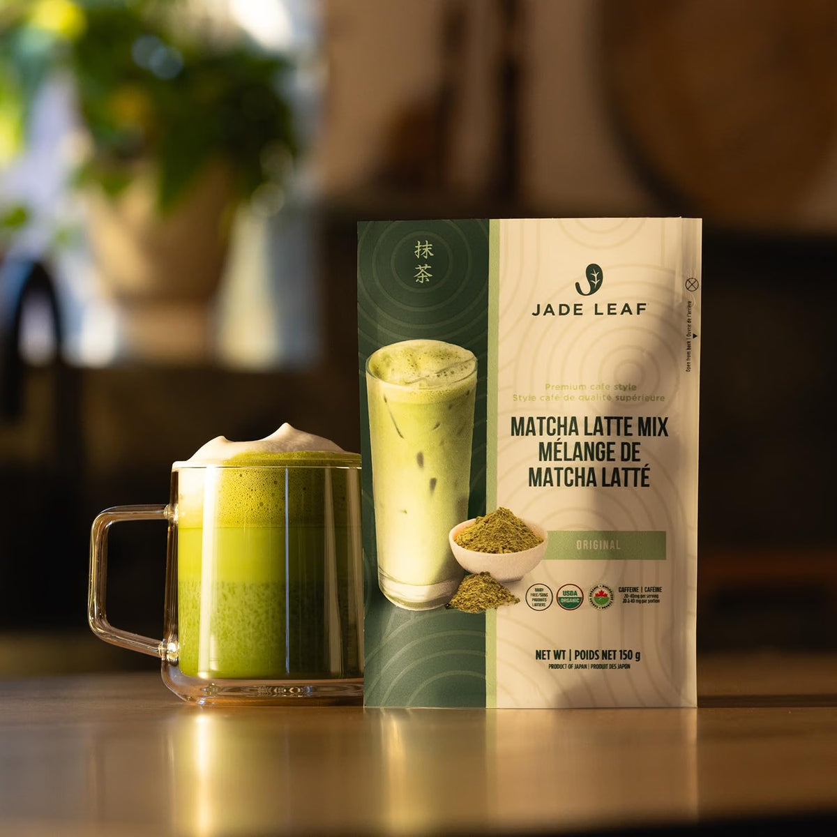 Jade Leaf Matcha Mélange matcha latte bio – Mélange sucré de style café de qualité supérieure avec poudre de thé vert d'origine japonaise authentique (sachet de 150 g)