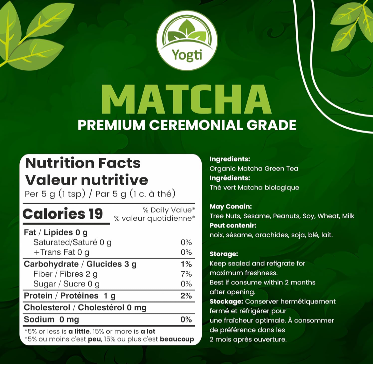 Poudre de thé vert matcha biologique – Qualité cérémoniale – Boîte de 50 g